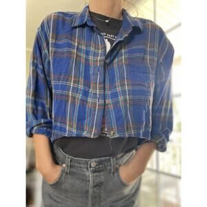 FURST OF A KIND Women’s Button Up Flannel Shirt Front Cut Out S M